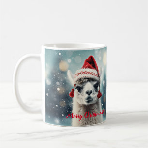 Taza De Café Feliz Navidad Gracioso Cute Lllama Alpaca Santa Ha