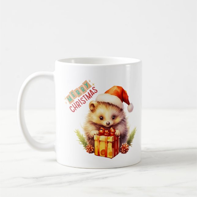 Taza De Café Feliz Navidad Hedgehog (Izquierda)