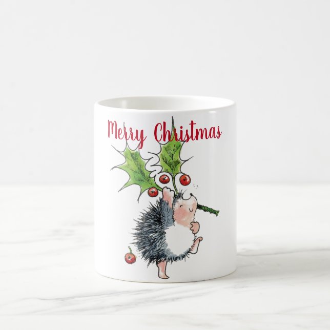 Taza De Café Feliz Navidad Holly Hedgehog (Centro)