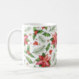 Taza De Café Feliz Navidad Holly Poinsettia Flower Holiday