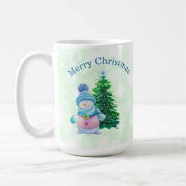 Taza De Café Feliz Navidad, hombre de nieve y árbol de Navidad