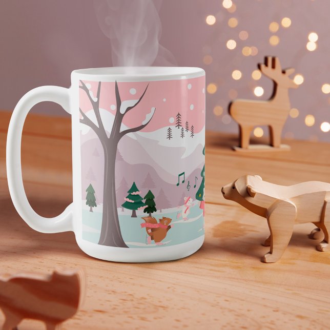 Taza De Café Feliz Navidad Invierno Wonderland Animales Woodlan (Merry Christmas Winter Wonderland Woodland Animals Coffee Mug)