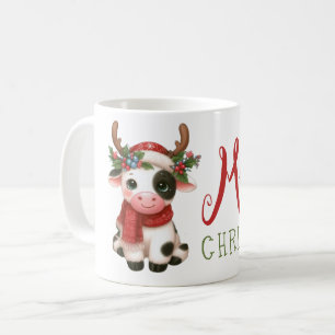 Taza De Café Feliz Navidad linda vaca