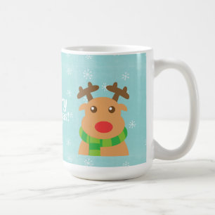Taza De Café Feliz Navidad - Lindos renos con nariz roja