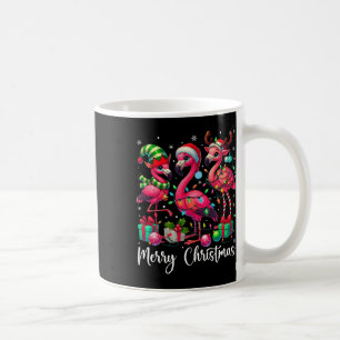 Taza De Café Feliz Navidad Luces Flamingo Santa Hat Nieve Xma