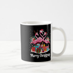 Taza De Café Feliz Navidad Luces Flamingo Santa Hat Nieve Xma