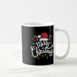 Taza De Café Feliz Navidad Luces Red Santa Hat Familia de navid