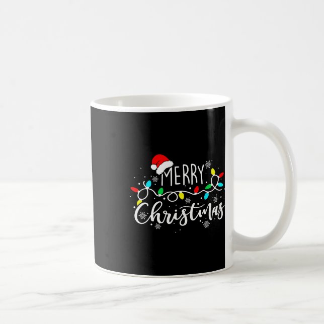 Taza De Café Feliz Navidad Luces Red Santa Hat Familia de navid (Derecha)
