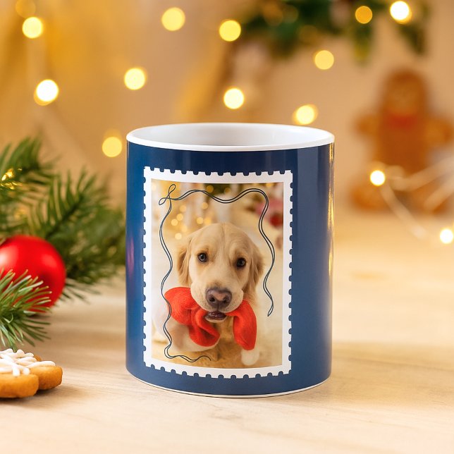Taza De Café Feliz Navidad Mascota personalizado foto de la mar (Subido por el creador)