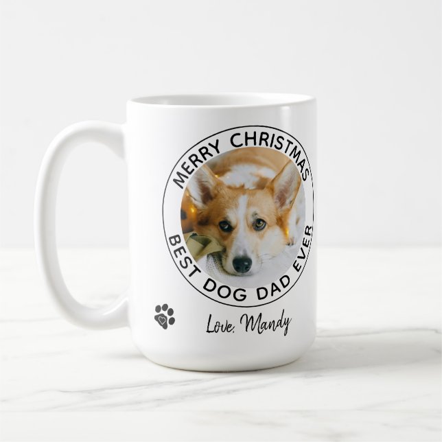 Taza De Café Feliz Navidad Mejor Perro Papá Mascota. Foto (Izquierda)