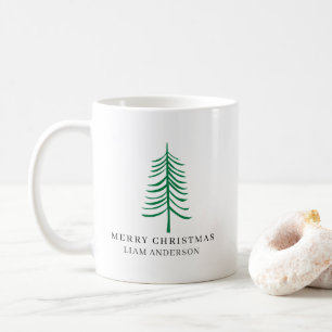 Taza De Café Feliz Navidad Minimalista árbol verde moderno