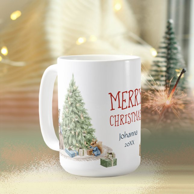 Taza De Café Feliz Navidad Navidades nostálgicos adoran animale (Merry Christmas Nostalgic Cute Animals Memory Coffee Mug ©Susanne Sachers - Sunny Mind 🌞)
