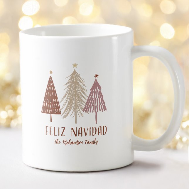 Taza De Café Feliz Navidad navideña navidad elegante (Feliz Navidad Christmas Tree Holiday Elegant Coffee Mug)