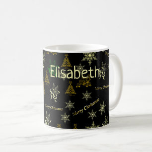 Taza De Café Feliz navidad negro y oro