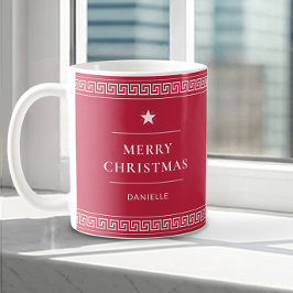 Taza De Café Feliz Navidad Nombre personalizado Elegante Rojo