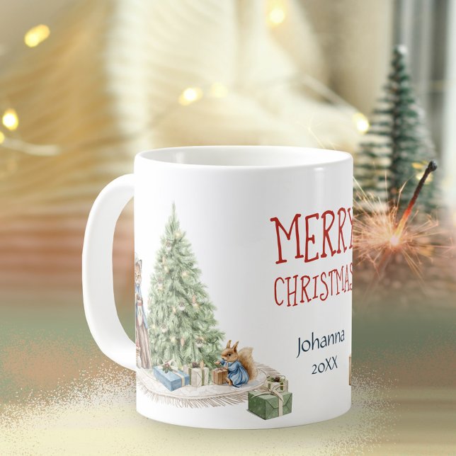 Taza De Café Feliz Navidad Nostalgic Cute Animales Acuarela (Merry Christmas Nostalgic Cute Animal Keepsake Coffee Mug ©Susanne Sachers - Sunny Mind 🌞)