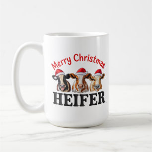 Taza De Café Feliz Navidad Novilla Vaca Divertida Navidad Fiest