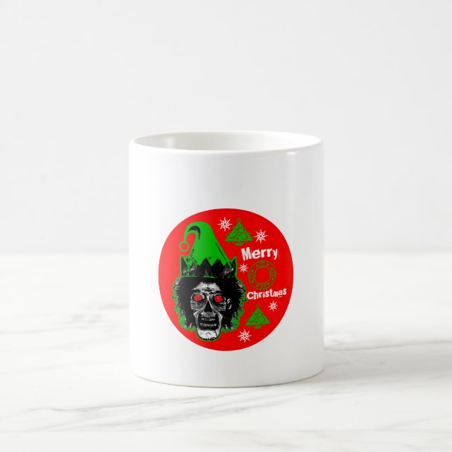 Taza De Café Feliz Navidad, ojos rojos zombies (Centro)