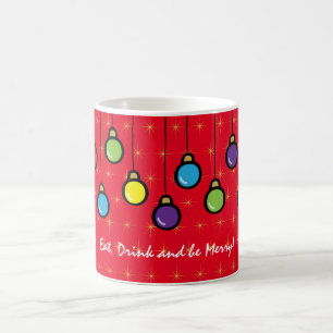Taza De Café Feliz Navidad Ornamentos Rojos Mug