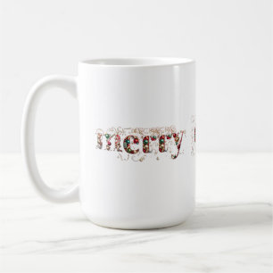 Taza De Café Feliz Navidad oro decorativo y baubles texto