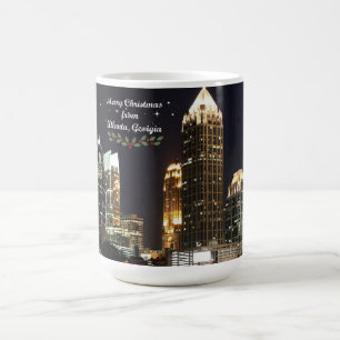 Taza De Café "Feliz Navidad," panorama de Atlanta, Georgia