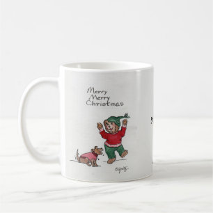 Taza De Café Feliz Navidad, pequeño oso disfruta de la nieve 