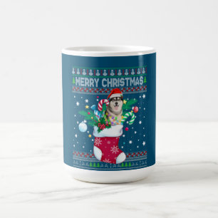 Taza De Café Feliz Navidad, Perro Husky Siberiano En Broma Grac