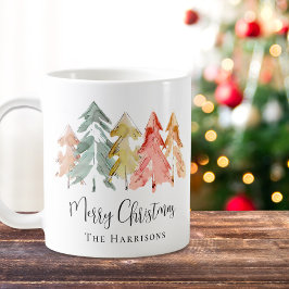 Taza De Café Feliz Navidad Pine Tree Watercolor Holiday