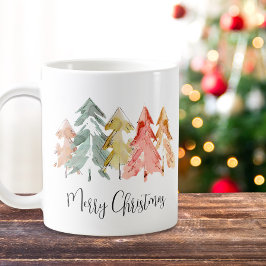 Taza De Café Feliz Navidad Pine Tree WatercolorHoliday