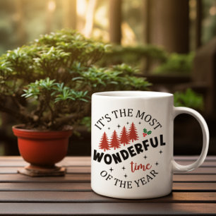 Taza De Café Feliz Navidad Pinos Rojos