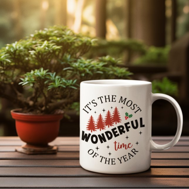 Taza De Café Feliz Navidad Pinos Rojos (Subido por el creador)