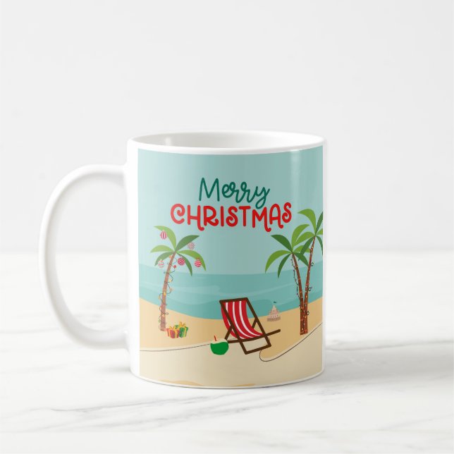 Taza De Café Feliz Navidad Playa  (Izquierda)
