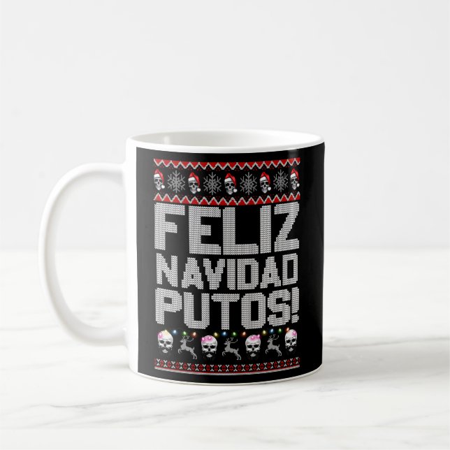 Taza De Café Feliz Navidad putos Fiesta feo mexicano (Izquierda)