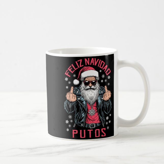 Taza De Café Feliz Navidad Putos Funny Rude Spanish Santa Middl (Derecha)