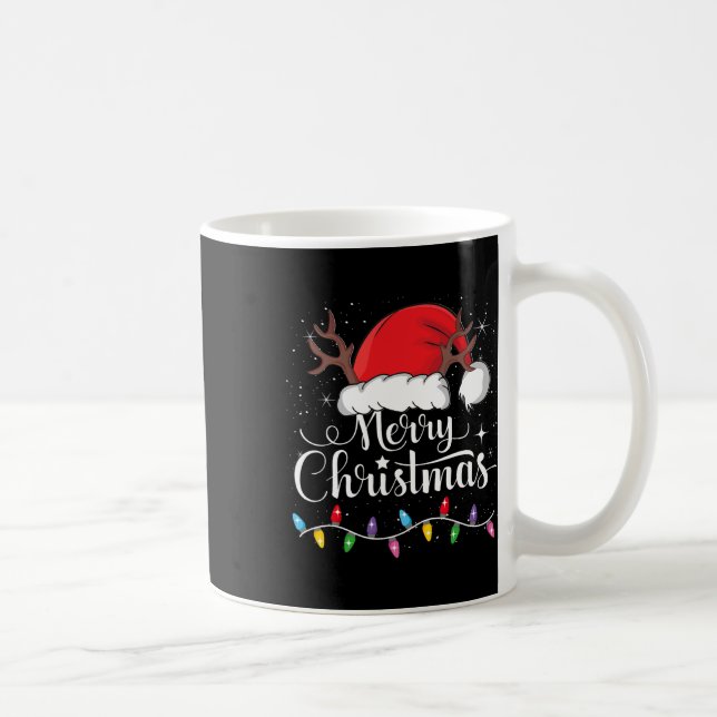 Taza De Café Feliz Navidad Red Santa Hat Reindeer Familia de Na (Derecha)
