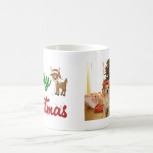 Taza De Café Feliz Navidad Reindeo guión de foto verde rojo