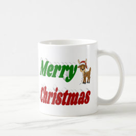 Taza De Café Feliz Navidad Reindeo verde rojo mitad tipografía