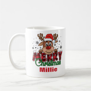 Taza De Café Feliz Navidad Resto de Santa Hat Nombre personaliz