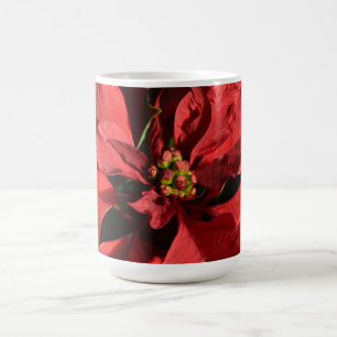 Taza De Café Feliz Navidad Roja Curly Poinsettia