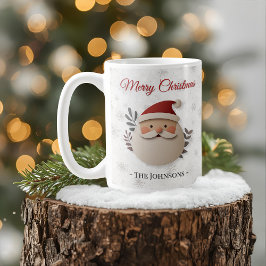 Taza De Café Feliz Navidad Santa – Nombre Personalizado de Vaca