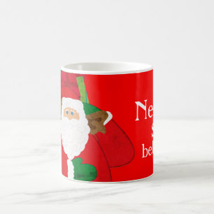 Taza De Café Feliz Navidad Santa rojo creyendo en la diversión