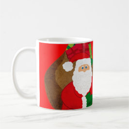 Taza De Café Feliz Navidad Santa rojo creyendo en la diversión