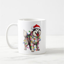 Feliz Navidad Siberian Husky con Santa Hat