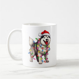 Taza De Café Feliz Navidad Siberian Husky con Santa Hat
