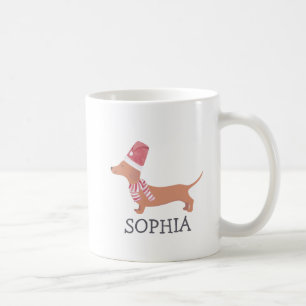 Taza De Café Feliz Navidad Simple y Moderno Perro Dachshund