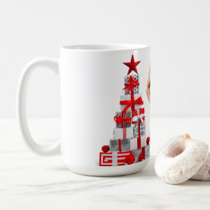 Taza De Café Feliz Navidad SlipperyJoe regalo rojo blanco plata