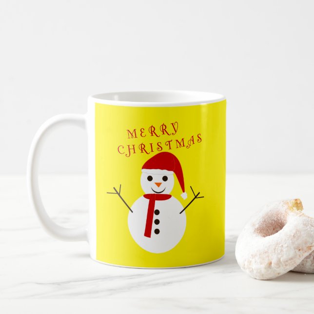 Taza De Café Feliz Navidad Snowman (Con donut)