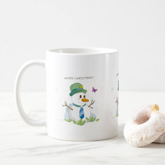 Taza De Café Feliz Navidad Snowman (Con donut)