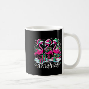 Taza De Café Feliz Navidad Sombrero Santa Flamingo Luz Navidad