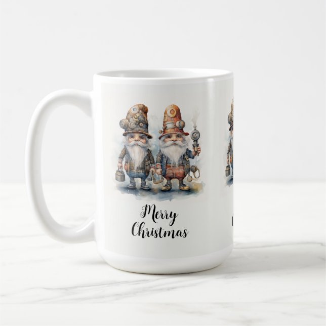 Taza De Café Feliz Navidad Steampunk Gnomes (Izquierda)